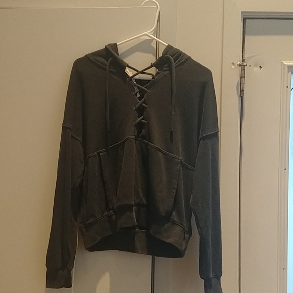 Free People lace up hoodie
